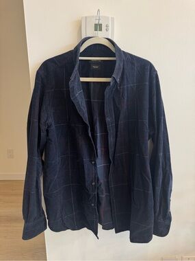 Massimo Dutti Navy Button-Down Shirt